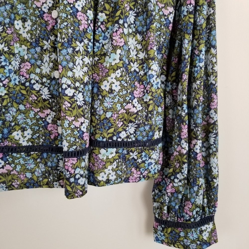 Old Navy Floral Long Sleeve Button Front Cotton Top Large - Picture 4 of 5